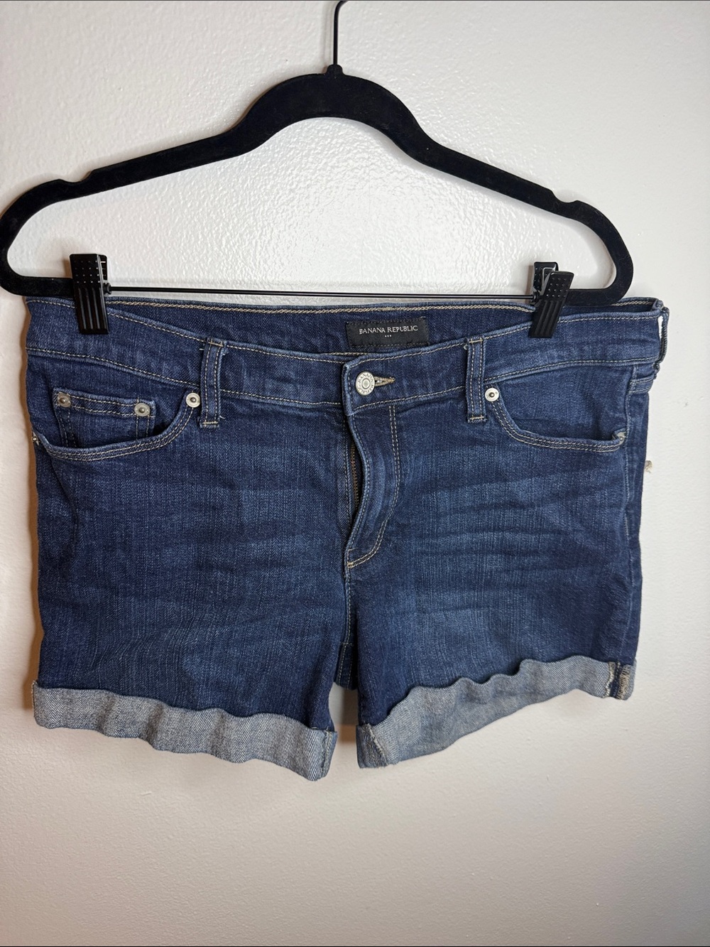 Banana Republic Dark Blue Denim Rolled Cuff Shorts